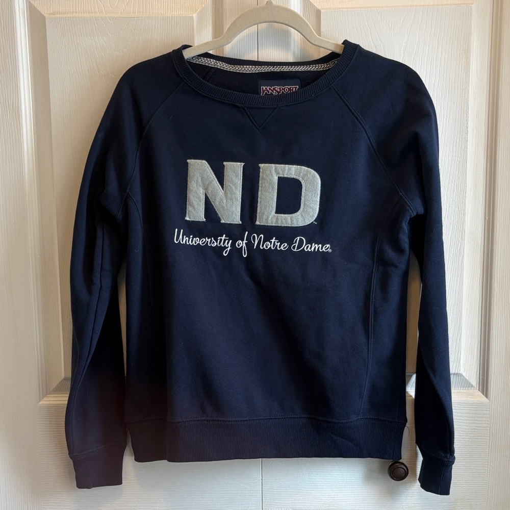 Jansport Notre Dame Navy Blue Sweatshirt ND Relaxed Fit Pullover S T42P